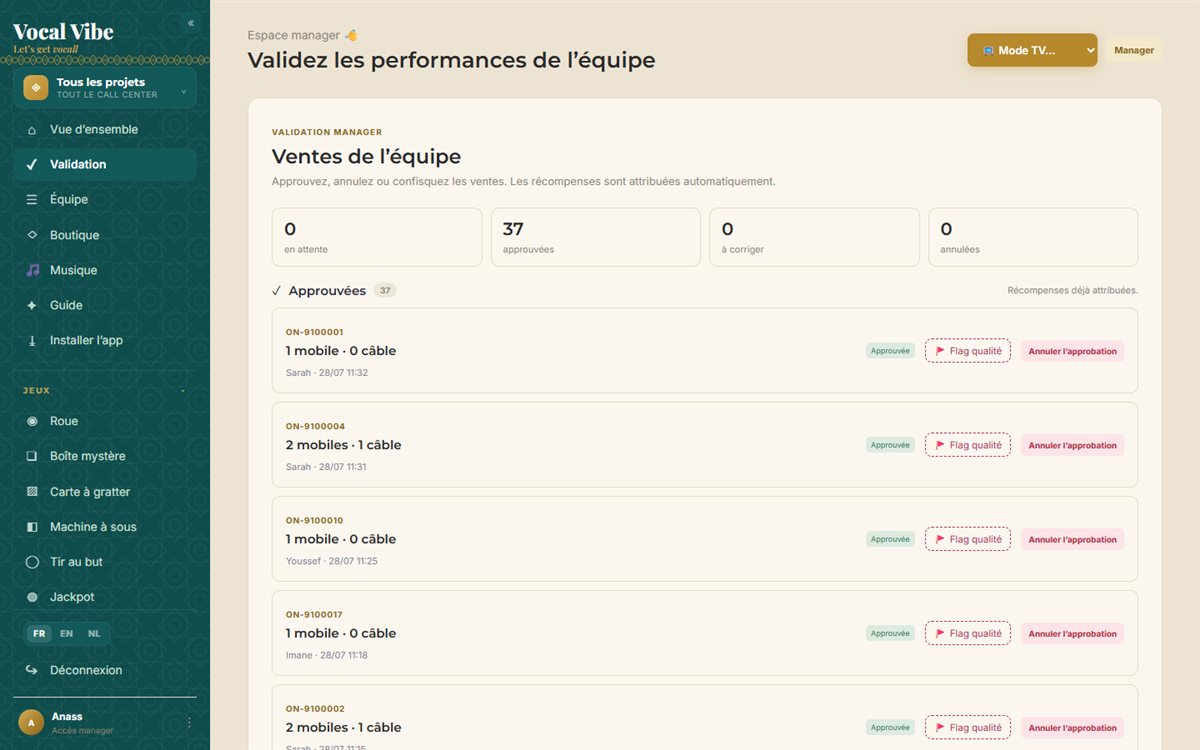 La file de validation des ventes du manager